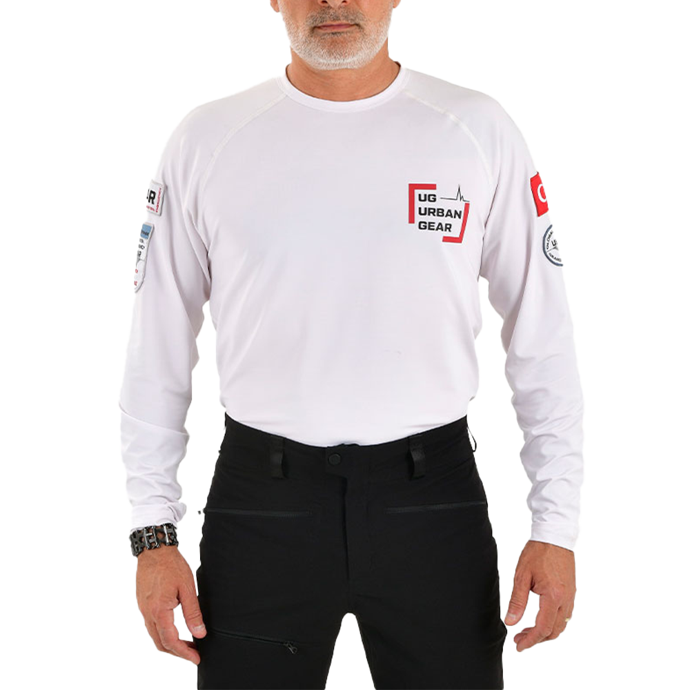 Cyclone Uzun Kollu Operasyonel Tişört -Beyaz